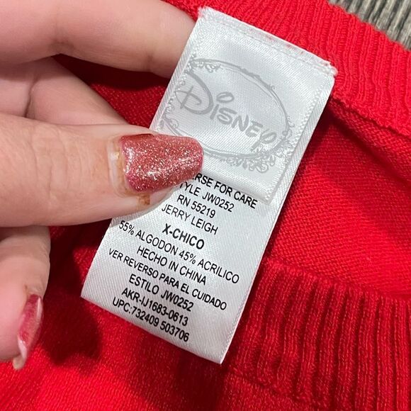 Disney Red Vintage Y2K Mickey Mouse Crew Neck High Low Pullover Sweater XS - Picture 2 of 4